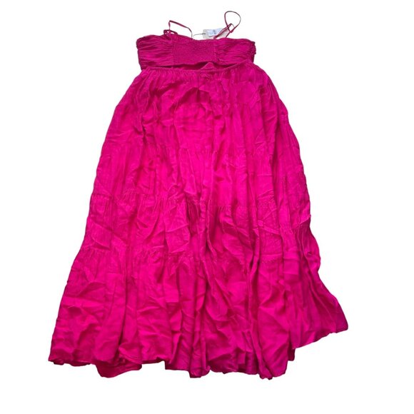 Anthropologie Let Me Be Cutout Tiered Maxi Dress Magenta Pink SZ L - Picture 5 of 10